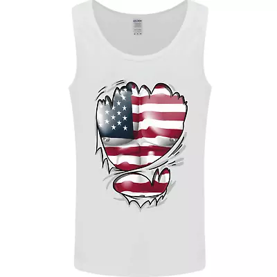 Gym Stars & Stripes American Flag Ripped Mens Vest Tank Top • £9.99