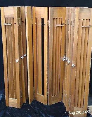 Folding Interior Window Shutters Louvered 8 (4 Pair) Natural Pine Wood 36  X 15  • $84.50