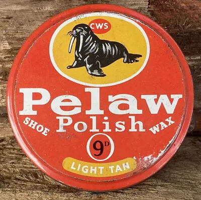 Vintage CWS Pelaw Polish Shoe Wax Advertising Tin Mid Century Cobbler Display • $24.95