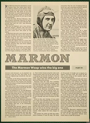 Marmon 1911 Wasp Harroun First Indy 500 Winner Vintage Pictorial Article 1987 • $12.95