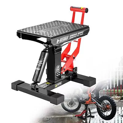 RUTU Hydraulic Motorcycle Lift Stand – Heavy-Duty Steel Maintenance Hoist Jac... • $99.08