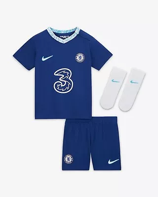 Nike Chelsea FC 23 Infant Baby Full Home Kit Set Strip Shirt Top Shorts Socks • £24.99