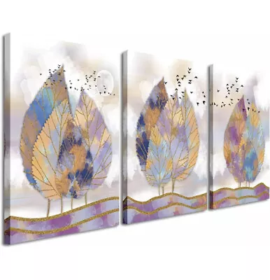 3 Pieces Canvas Wall Art Colorful Tree Leaves Picture • $25