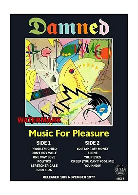The Damned Poster Print - A3 - Music For Pleasure - Punk Rock - Punk 1977. • £8.50