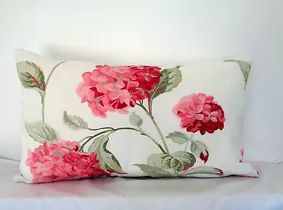 Handmade Bolster Cushion Cover In Laura Ashley Hydrangea Cranberry. Same On Back • £14.99