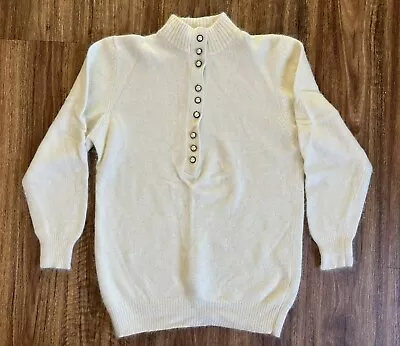Vintage NOW Lambswool Angora Sweater Jumper Size 12 Ivory Cream Soft Fluffy • $39.99