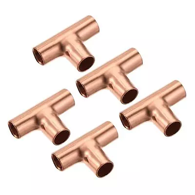5pcs Tee Copper Fitting 3 Way Welding Joint 1/4 Inch ID For HVAC Air Conditioner • $14.51