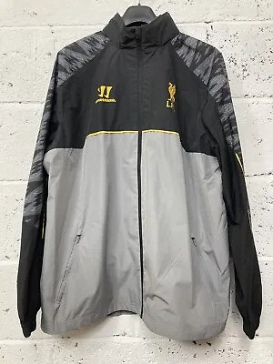 Liverpool LFC Large Jacket Warrior Armed Unstoppable Windbreaker Hood Grey Black • £35