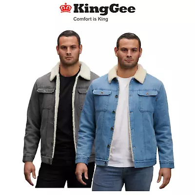 KingGee Mens Urban Denim Jacket Warm Sherpa Lining Winter Comfort Jackets K15041 • $107.45