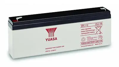 New REPLACEMENT YUASA NP2.1-12 12V 2.1Ah / 2.3Ah Battery For ACCENTA 8 ALARM • £18.25