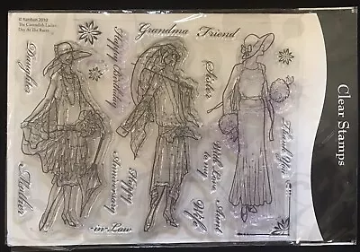 Kanban Cavendish Ladies Day At Races Clear Stamps - Art Deco Dresses Sentiments • £3.50