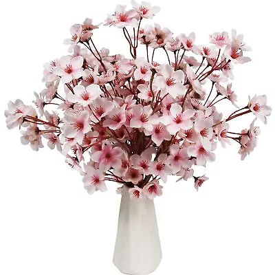 Artificial Cherry Blossom Branches 6 Pcs Fake Peach Flowers Stems Silk Flowe... • $26.83