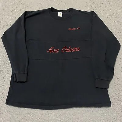 VTG New Orleans Shirt Men XL Black Long Sleeve Bourbon St Embroidered Spellout • $13.93