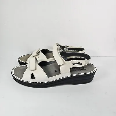 Mephisto Mobils Sandals Womens 12 42 Leather White Strap Hook & Loop Comfort  • $29.95