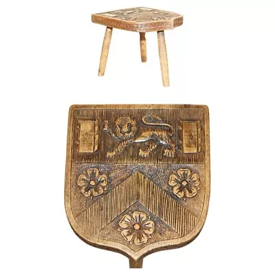 Antique 1575 Trinity College Cambridge Coat Of Arms Armorial Crest Side Table • £2350