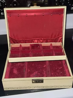 Vintage 1950s Mele Jewelry Box Cream With Red Interior No Key • $31