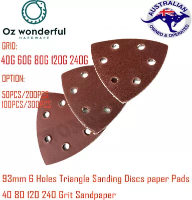 93mm 6 Holes Triangle Sanding Discs Paper Pads 40 60 80 120 240 Grit Sandpaper • $24.99