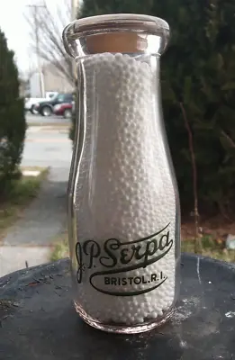 Vintage Pint J. P. Serpa Dairy Bristol Rhode Island Milk Bottle Cow  TRPP • $14.99