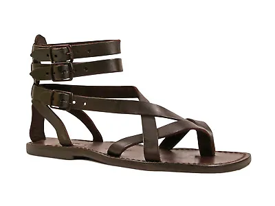 Brown Men's Ankle Strap Gladiator Sandals Handmade In Italy • £104.40