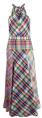 NWOT Polo Ralph Lauren Women's Madras Cotton Plaid Halter Ankle Lengt Dress • $149.99