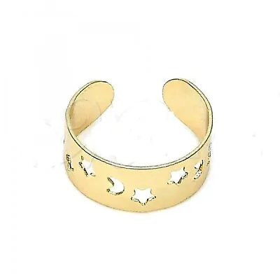 New 9ct Gold GF Adjustable Star And Moon  Toe Ring  JS98 • £14.99