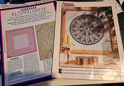 Torchon/Cluny Inspired Bobbin Lace Patterns Anna Magazine Pull Out 7/88 • £1.75