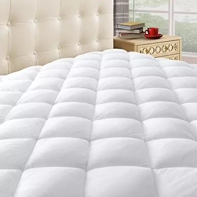 Thick Queen Size Mattress Pad Cover Pillow Top Topper Padded Luxury Bed Cooling • $36.99