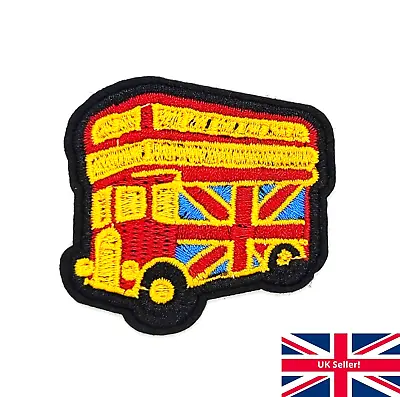 Iron On LONDON BUS Patch Embroidered UK Flag Badge Patches For Hats Bags Jeans • £2.35
