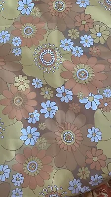 £15 • Buy Groovy 1970s Style Floral Curtains 2 Pairs 1.27 X 2.10m Orange Yellow Flower 70s
