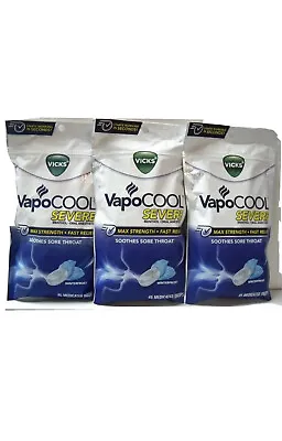 3 Packs Vicks VapoCOOL Severe Sore Throat Winterfrost Medicated Drops (45x3) • $17.19