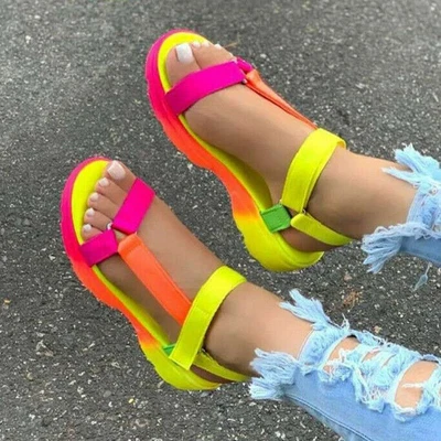 £12.95 • Buy Womens Ladies Arch Support Sandals Wide Fit Flat Walking Shoes Beach Shoes Size