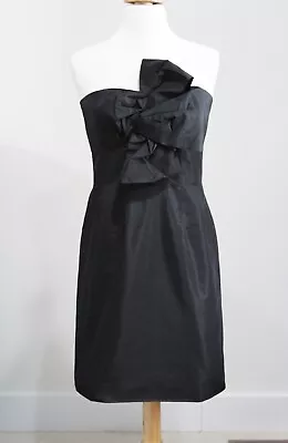 New J CREW Black Silk Taffeta Strapless Dress With Bow Sz 4 • $24.99