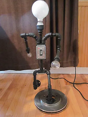 Steampunk Table Desk Floor Lamp Industrial Art Running Robot Machine Android Man • $299.90