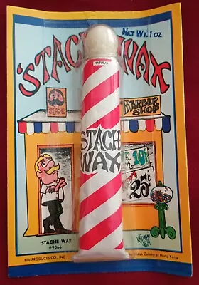 Vtg Stache Wax Barber Shop Pole Mustache 1974 BIBI Mint Sealed Straight Razor NM • $39.95