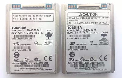 LOT Of 2 Toshiba 403034-001 1.8'' 60GB MK6008GAH ZIF MicroDrive HDD1724 F ZK02 • $23.67