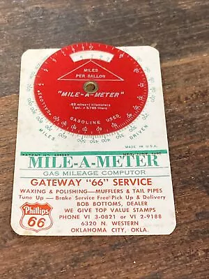Phillips 66 Gasoline Mile-A-Meter Gas Mileage Computor Vintage Oklahoma City • $15