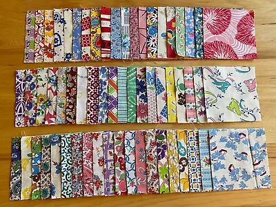 Vintage Feed Flour Sack Fabric Pieces Quilting Charms 5” X 5”. Set Of 60 (#232) • $27.99
