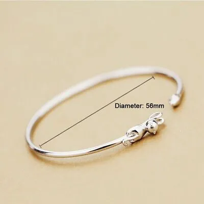 New！ 925 Sterling Silver Rabbit Easter Retro Women's Cufflinks Rabbit Bracelet • $9.09