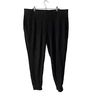 Matty M Womens Plus 2XL Jogger Pants Pockets Pull On Soft Stretch Solid Black • $14.99