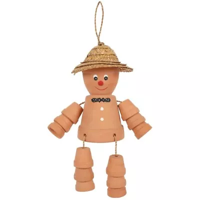 Terracotta Pot Man Garden Ornament Hanging Sitting Outdoors Decor 25cms High • £9.99