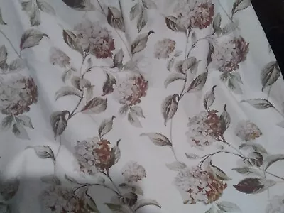 A Pair Of Handmade Laura Ashley Hydrangea Pattern Lined Cottage Curtains • £35