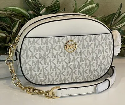 Michael Kors Jet Set Glam Small Front Pocket Crossbody Bag Shoulder Cream Logo • $76.99