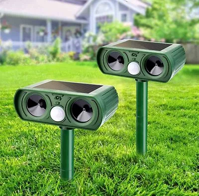 1-2 Pcs Animal Repeller Ultrasonic Solar Power Outdoor Pest Cat Mice Deer Sensor • $14.56