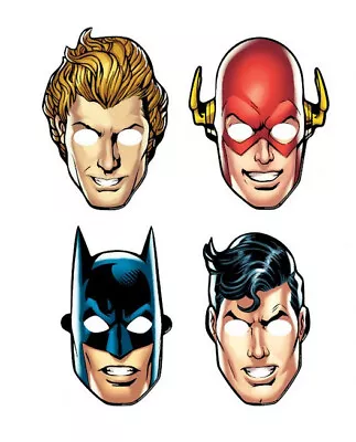 JUSTICE LEAGUE HAPPY BIRTHDAY Party MASKS 8pcs Favors Supplies 4 Superheroes #2 • $4.95