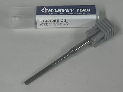 Harvey Tool 1/8  .1255 Dia. RSB1255-C3 ALTiN 4FL Carbide Miniature Reamer • $20