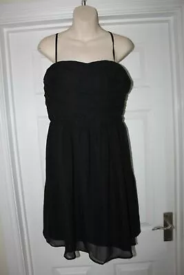 New Black Party Dress Size 38 UK 10 Chiffon Floaty Outfit Evening Classic • $22.73