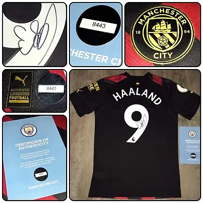 Erling Haaland #9 Signed MCFC #8443 Hologram COA Manchester City 2022/2023 Shirt • £575