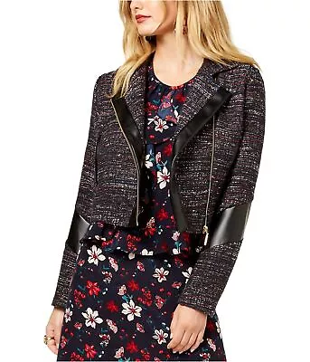 Rachel Zoe Womens Faux Leather Moto Jacket Black X-Small • $15.90