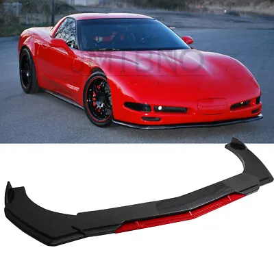 For Chevrolet Corvette C5 Front Bumper Lip Splitter Spoiler Carbon Fiber + Red • $89.35