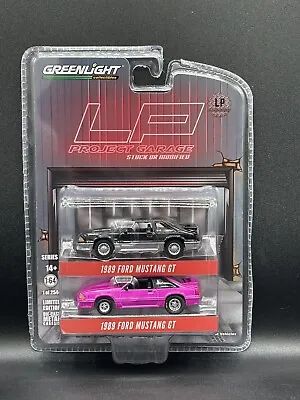 GREENLIGHT 1989 Ford Mustang GT 2-Pack Exclusive Pink /Black 1:64 Diecast LP • $24.99